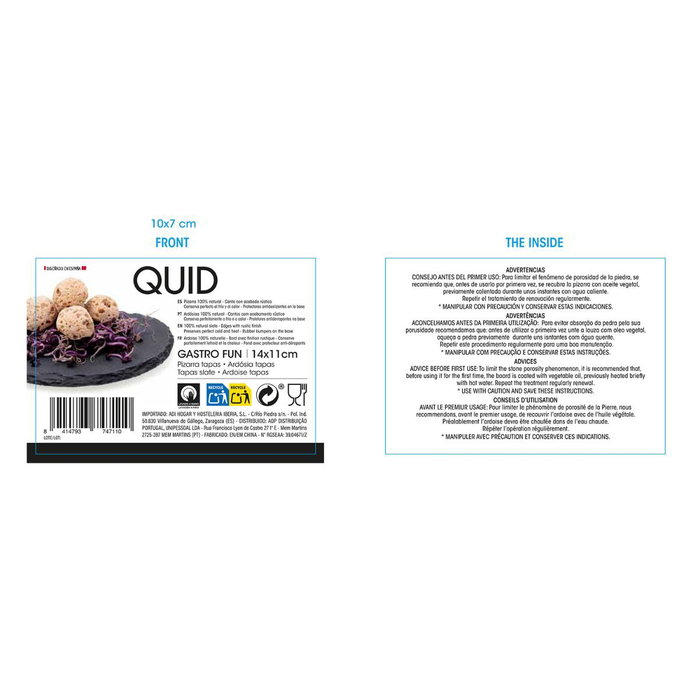 Bandeja Pizarra Irregular Gastro Fun Quid 14x11 cm (24 Unidades)