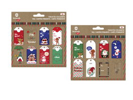 Bismark 332872 Set 8 Tarjetas Colgantes Navidad 6x3 cm para Regalos con Cuerda