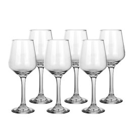 DKD Home Decor Set de 6 Copas de Cristal de 410 ml para Vino Tinto