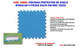 Protector de suelo modular de 9 piezas 50 x 50 cm