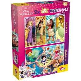 Liscianigiochi Rompecabezas MaxiFloor Doble Cara Princesas - 2 x 60 Piezas - Puzzle Infantil a Partir de 4 Años