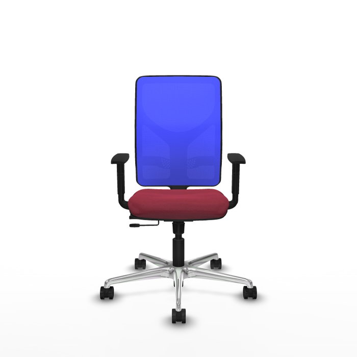 PIQUERAS Y CRESPO Silla de oficina Motilla con mecanismo Sincro/Traslack, tapizada en granate y azul PIQUERAS Y CRESPO Silla de oficina Motilla con mecanismo Sincro/Traslack, tapizada en granate y azul
