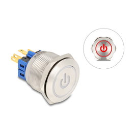 DeLOCK 20987 Pulsador de montaje con LED rojo y símbolo de encendido