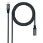 Nanocable Cable Prolongador USB-C 3.2 Gen2x2 20Gbps 100W 0,5 m Negro