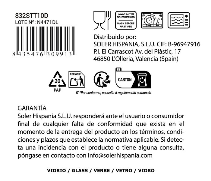 La Mediterranea Vaso Alto Sonella 430cc Transparente La Mediterranea Vaso Alto Sonella 430cc Transparente