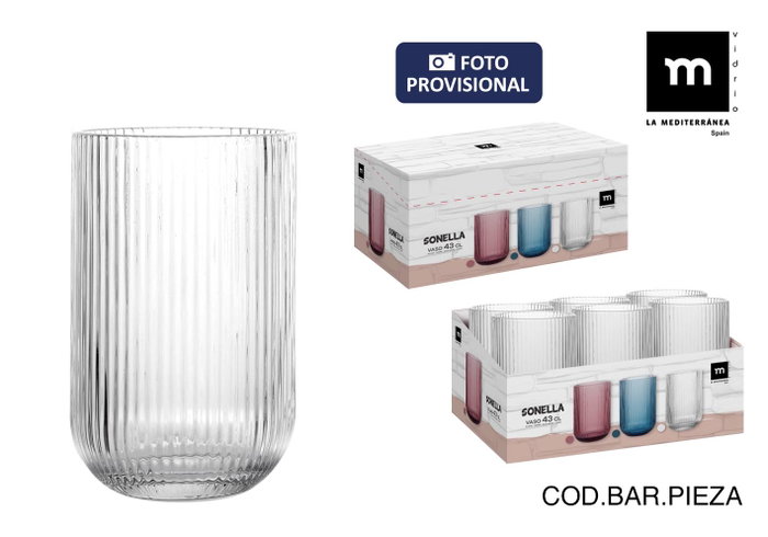 La Mediterranea Vaso Alto Sonella 430cc Transparente La Mediterranea Vaso Alto Sonella 430cc Transparente