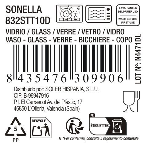 La Mediterranea Vaso Alto Sonella 430cc Transparente