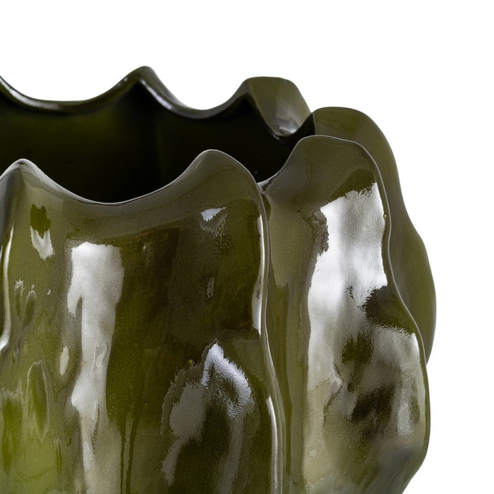 Macetero Verde Cerámica Decoración 40 X 40 X 40 cm Macetero Verde Cerámica Decoración 40 X 40 X 40 cm