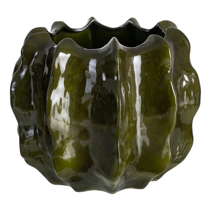 Macetero Verde Cerámica Decoración 40 X 40 X 40 cm Macetero Verde Cerámica Decoración 40 X 40 X 40 cm