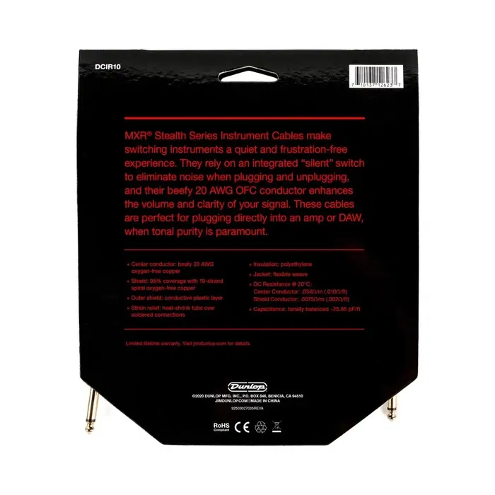 MXR Stealth Series Cable de Instrumento Jack a Jack SS, 3 M