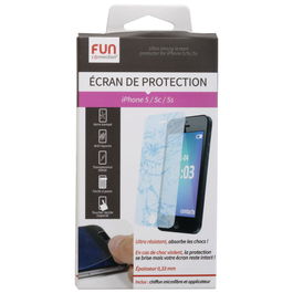 Fun Connection Protector de Pantalla iPhone 5 Vidrio Templado Ultra Resistente Anti-rayaduras Fácil de Poner Medidas 5,5x12 cm Grosor 0,33 mm
