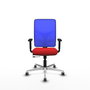 PIQUERAS Y CRESPO Silla de oficina Motilla con mecanismo Sincro/Traslack, Rojo y Azul