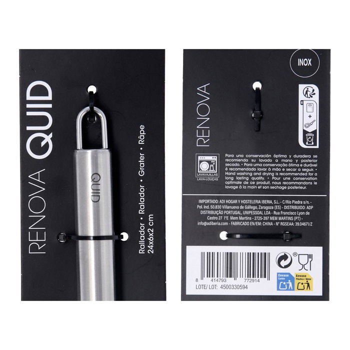 Rallador Acero Inoxidable Renova Quid 24x6x2 cm Rallador Acero Inoxidable Renova Quid 24x6x2 cm