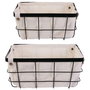 Idebox Juego de 2 Cestas de Metal con Funda Rangement Deco Grande 30x20x15 cm Pequeña 25x15x13 cm