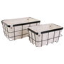 Idebox Juego de 2 Cestas de Metal con Funda Rangement Deco Grande 30x20x15 cm Pequeña 25x15x13 cm