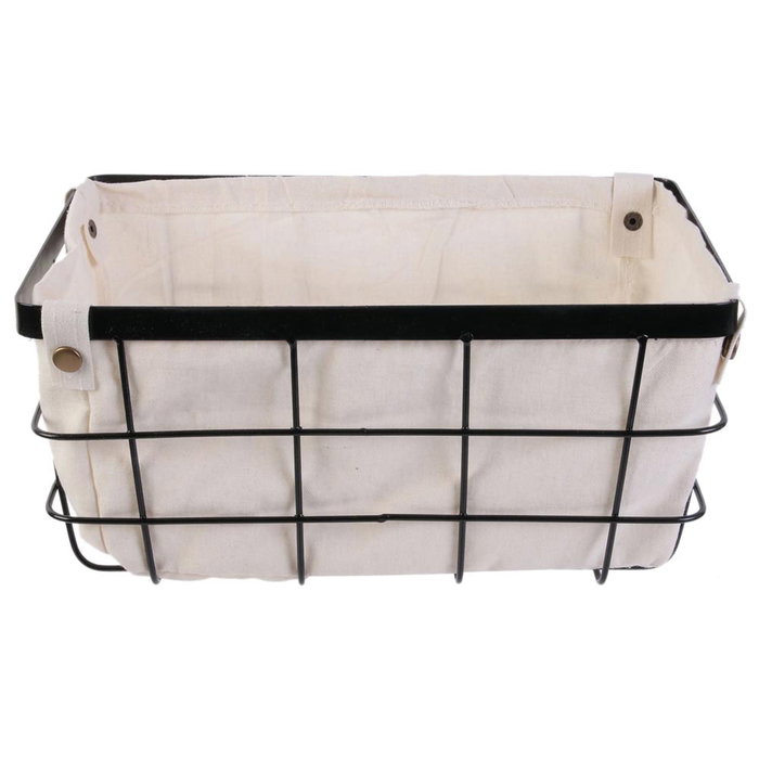 Idebox Juego de 2 Cestas de Metal con Funda Rangement Deco Grande 30x20x15 cm Pequeña 25x15x13 cm