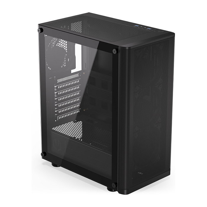 Endorfy Ventum 200 Air TG Negra Torre PC con Ventana de Vidrio Templado y Panel Frontal de Malla para Óptimo Flujo de Aire