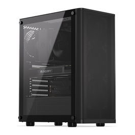 Endorfy Ventum 200 Air TG Negra Torre PC con Ventana de Vidrio Templado y Panel Frontal de Malla para Óptimo Flujo de Aire