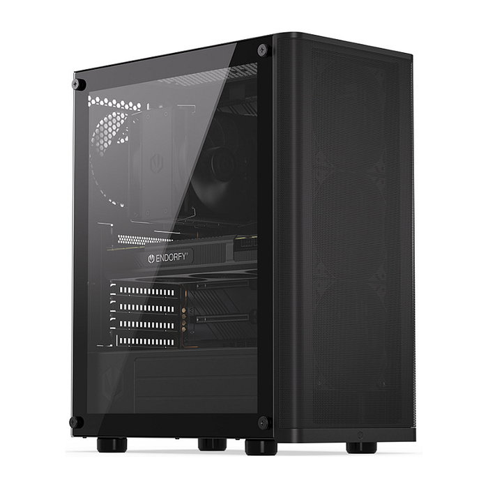 Endorfy Ventum 200 Air TG Negra Torre PC con Ventana de Vidrio Templado y Panel Frontal de Malla para Óptimo Flujo de Aire