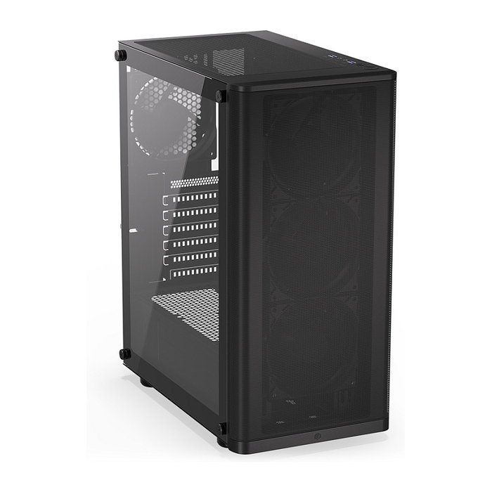 Endorfy Ventum 200 Air TG Negra Torre PC con Ventana de Vidrio Templado y Panel Frontal de Malla para Óptimo Flujo de Aire