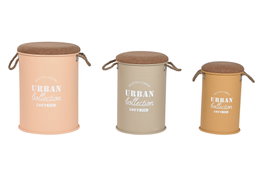 DKD Home Decor Caja Urban Set de 3 Piezas 40 x 55.5 x 40 cm Metal y Pu