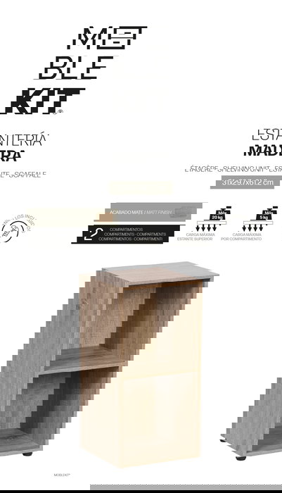 Inde Estantería Cubo 2 Compartimentos para Almacenamiento, Mueble con Estructura de Cubos, Dimensiones 61.2 x 31 x 29.7 cm (3 Unidades)