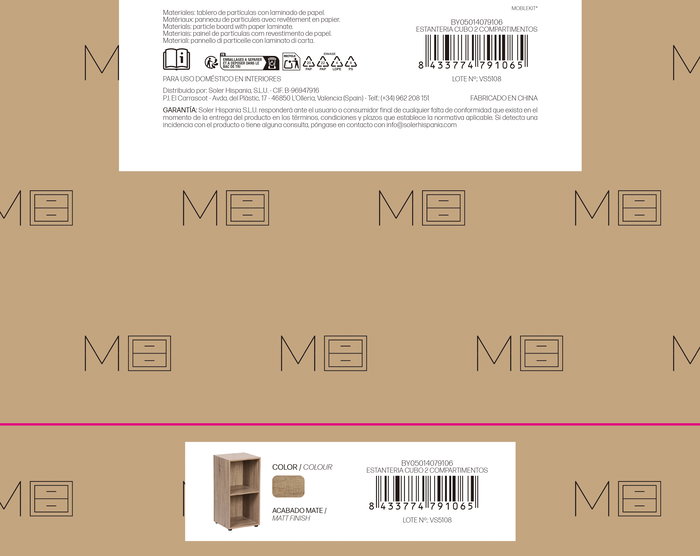 Inde Estantería Cubo 2 Compartimentos para Almacenamiento, Mueble con Estructura de Cubos, Dimensiones 61.2 x 31 x 29.7 cm (3 Unidades)