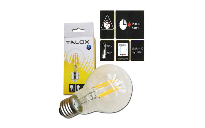 TALOX Bombilla LED Filamento A-60 E27 6 W 3000K 400 Lumen TALOX Bombilla LED Filamento A-60 E27 6 W 3000K 400 Lumen