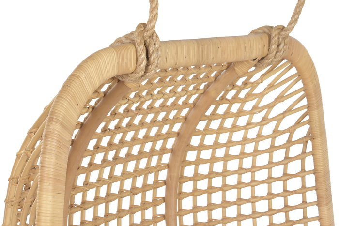 DKD Home Decor Sillón Colgante Balines Natural Beige Ratan Poliester 60 x 120 x 140 cm