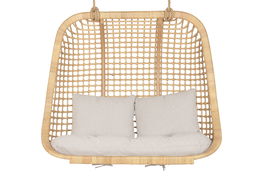DKD Home Decor Sillón Colgante Balines Natural Beige Ratan Poliester 60 x 120 x 140 cm