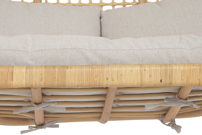 DKD Home Decor Sillón Colgante Balines Natural Beige Ratan Poliester 60 x 120 x 140 cm