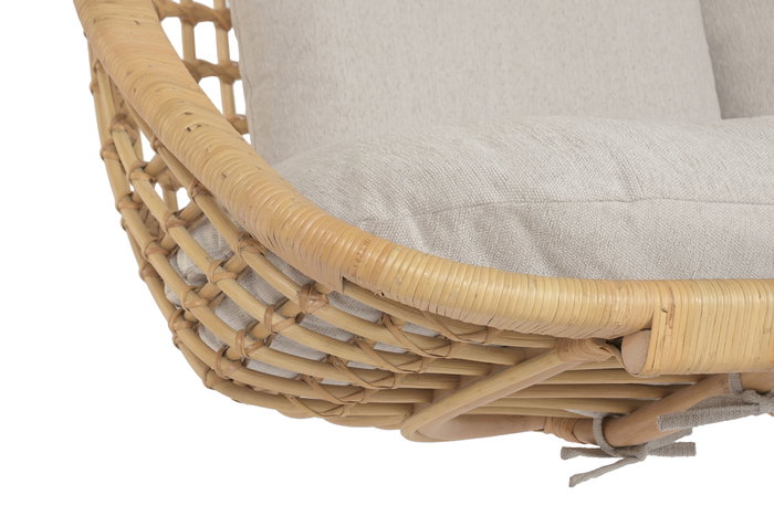 DKD Home Decor Sillón Colgante Balines Natural Beige Ratan Poliester 60 x 120 x 140 cm