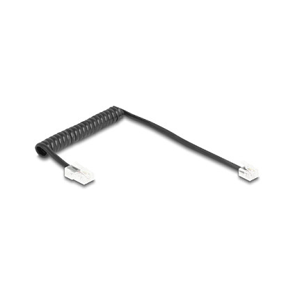 DeLOCK Cable telefónico espiral RJ11 a RJ45 de 1 m, Negro