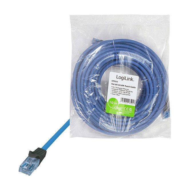 LogiLink Cable de parcheo premium Cat.6A 10G / POE / HDBT, azul, 10 m LogiLink Cable de parcheo premium Cat.6A 10G / POE / HDBT, azul, 10 m