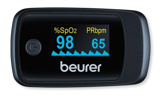 Beurer Pulsioxímetro PO-45 para Medición de Oxígeno en Sangre y Frecuencia Cardíaca, Ideal para Deporte en Altura
