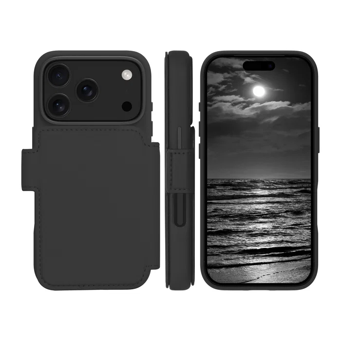 dbramante1928 Lynge MS ICON Funda Folio Negro para Apple iPhone 17 Pro con MagSafe, Bolsillo para 3 Tarjetas y Cierre Magnético
