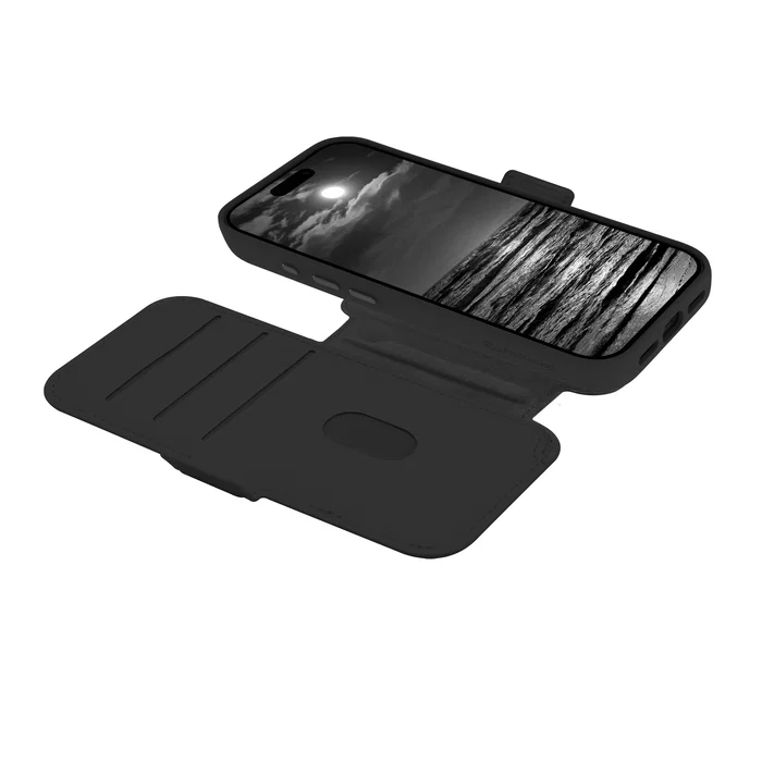 dbramante1928 Lynge MS ICON Funda Folio Negro para Apple iPhone 17 Pro con MagSafe, Bolsillo para 3 Tarjetas y Cierre Magnético