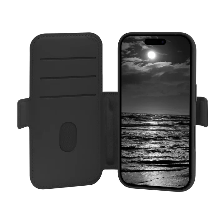 dbramante1928 Lynge MS ICON Funda Folio Negro para Apple iPhone 17 Pro con MagSafe, Bolsillo para 3 Tarjetas y Cierre Magnético