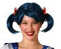 Atosa Peluca Azul con Coletas y Lazos Rojos para Cosplay y Fiestas