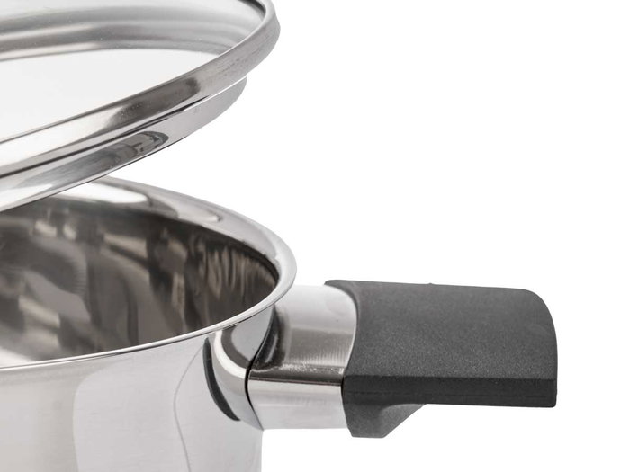 KINVARA Bateria Cocina 5 Pzs Acero Inoxidable con Ollas y Cazo, Plata/Negro, 51x14.5x22.5 cm (Set de 2)