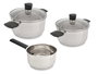 KINVARA Bateria Cocina 5 Pzs Acero Inoxidable con Ollas y Cazo, Plata/Negro, 51x14.5x22.5 cm (Set de 2)