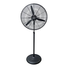 EDM Ventilador Industrial de Pie Negro, 150W, Ø60 cm, 3 Velocidades, Altura Ajustable 140-165 cm, Flujo Aire 19440 m³/h, Base Antideslizante