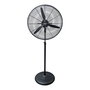 EDM Ventilador Industrial de Pie Negro, 150W, Ø60 cm, 3 Velocidades, Altura Ajustable 140-165 cm, Flujo Aire 19440 m³/h, Base Antideslizante