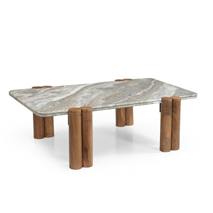DKD Home Decor Mesa Centro Toronto marble Mango y Marmol Marron Gris 120 x 73.5 x 38 cm