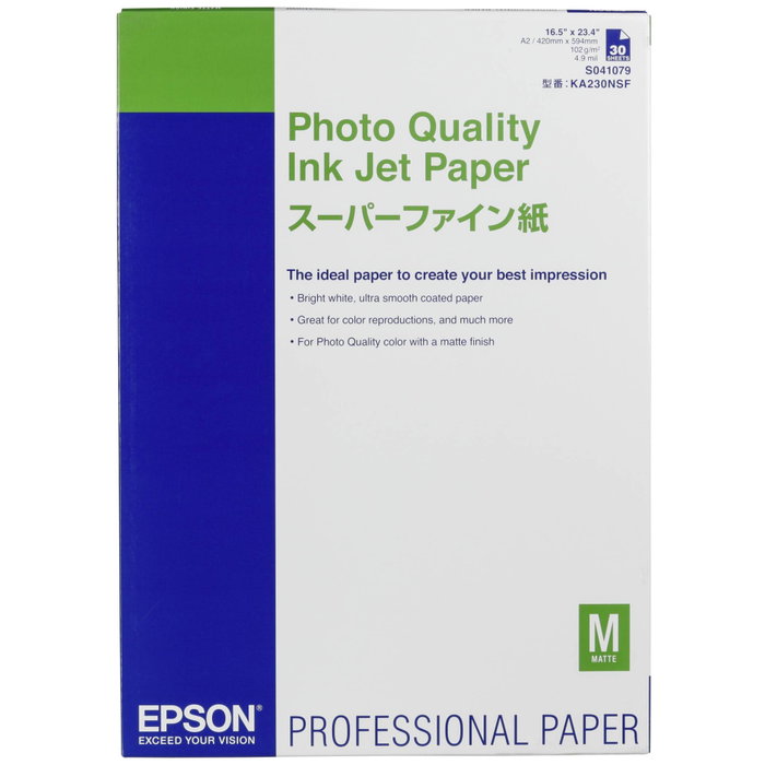 Epson Papel Especial HQ Inkjet Photo Quality A2, 30 Hojas, 105g Epson Papel Especial HQ Inkjet Photo Quality A2, 30 Hojas, 105g