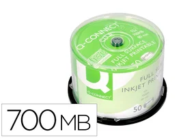 Q-connect CD-R con Superficie 100% Imprimible para Inkjet, Capacidad 700MB, Duración 80min, Velocidad 52x, Bote de 50 Unidades