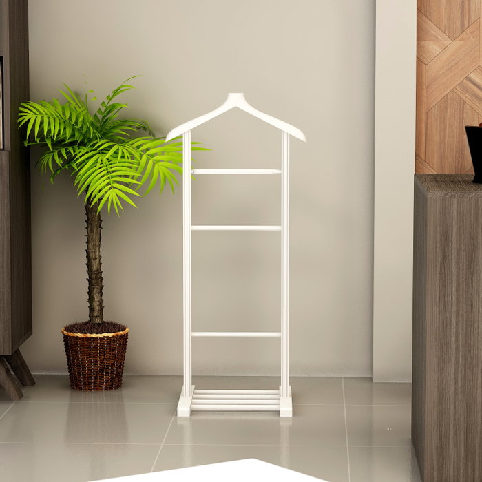 Hanah Home Beta Single Aparcacoches Blanco Madera Maciza Estilo Escandinavo 120x46x33.5 cm