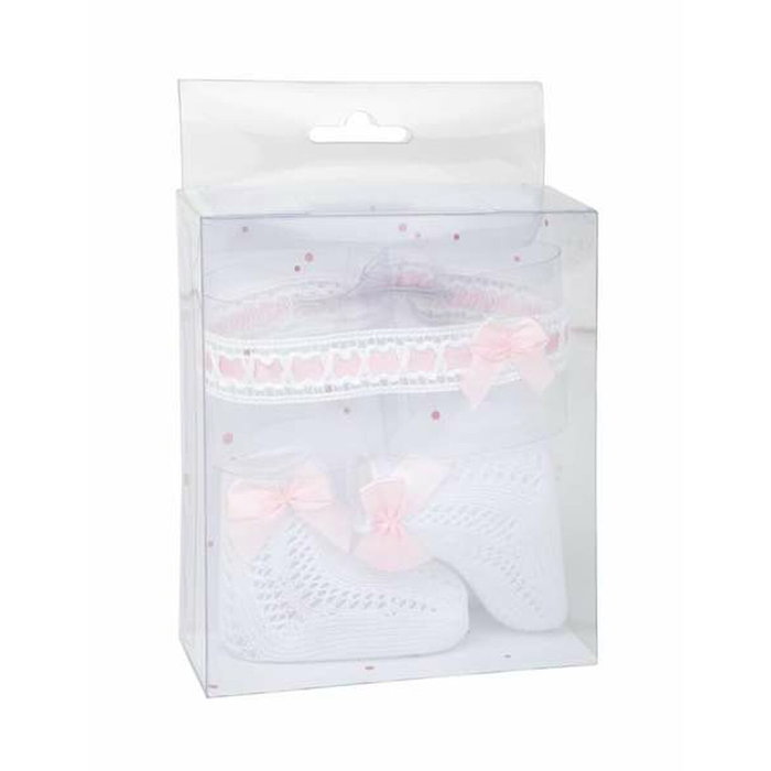 Muñecas Arias Set Calcetines Blanco/Rosa Con Cinta Para La Cabeza Muñecas Arias Set Calcetines Blanco/Rosa Con Cinta Para La Cabeza