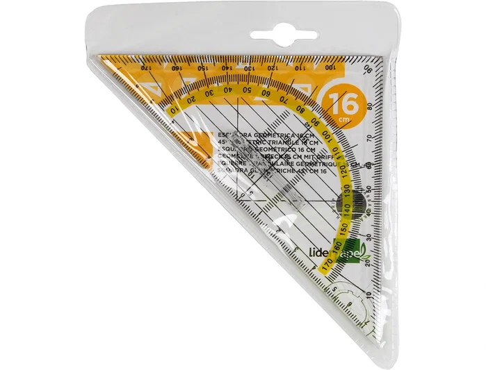 Liderpapel Escuadra 16 cm Plástico Cristal con Pestaña de Sujeción Liderpapel Escuadra 16 cm Plástico Cristal con Pestaña de Sujeción