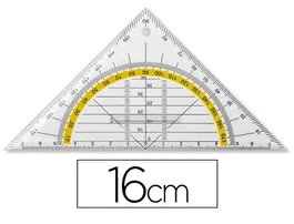 Liderpapel Escuadra 16 cm Plástico Cristal con Pestaña de Sujeción